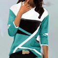 thumbnail image 2 of FAIWAD Hauts à Imprimé Géométrique Patchwork Color Block pour Femmes Manches Longues Col Rond Blouses de Printemps, 2 of 3