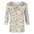 thumbnail image 5 of Nrmvnmi Womens 3/4 Length Sleeve Cotton Tops Casual Floral Print Round Neck Summer Tops Loose Fit Elastic and Lightweight Blouse For Women, 5 of 5