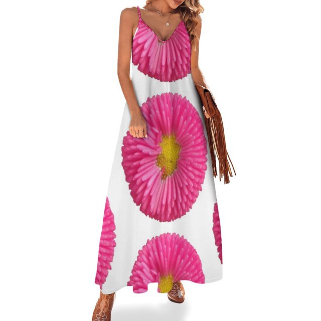 Una gran flor de verano en color rosa Vestido rosa sin mangas Vestido de cumpleaños Vestidos de noche de lujo 2024