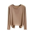 thumbnail image 5 of SELONE Long Sleeve Undershirt for Women Thermal Shirt Crewneck Tops Soild Tight Winter Underwear Clothes Brown, 5 of 8