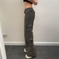 thumbnail image 3 of Gibobby Pantalones para mujer cargo Pantalones Cargo holgados para mujer, pantalones de chándal de Hip Hop, pantalones de pierna ancha holgados informales con cordón(Gris,G), 3 of 5
