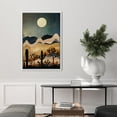 thumbnail image 2 of PixonSign Framed Canvas Print Wall Art Joshua Tree Cactus Moonlight Desert Nature Wilderness Illustrations Decorative Bohemian Rustic Mid-Century Modern Desert Landscape - 16"x24" White, 2 of 5