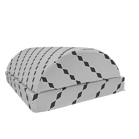 

Rhombus Print Foot Rest Thin Zigzag Lines and Diamond Shapes Composition Continuing Concept Non-Slip Backing Ergonomic Memory Foam Leg Support for Office Dark Grey and White by Ambesonne