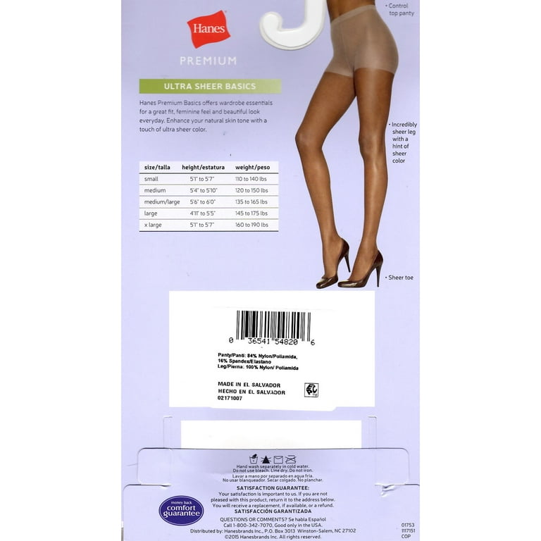 2 Pack Women s Hanes Premium Ultra Sheer Basics Pantyhose Control Top Barely There
