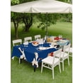 thumbnail image 4 of Outdoor Tablecloth with Umbrella Hole for Patio/Picnic/Party/Camping, Japanese Style Waterproof Table Cloth Rectangle Table Cover Washable, Blue Rustic Botanical Blossom Peony Birds (60"x 120"), 4 of 8