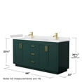 thumbnail image 5 of Wyndham Collection Miranda 66" Metal & Wood Double Bathroom Vanity in Green/Gold, 5 of 6
