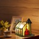 thumbnail image 3 of Colorful Glass Handicrafts Creative Retro Small House Art Bedside Night Light Gift Light Bar Restaurant Light Church Table Lamp, 3 of 4