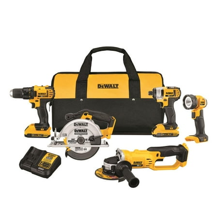 DEWALT 20V Cordless Power Tool Set 2Ah, 5 Pack