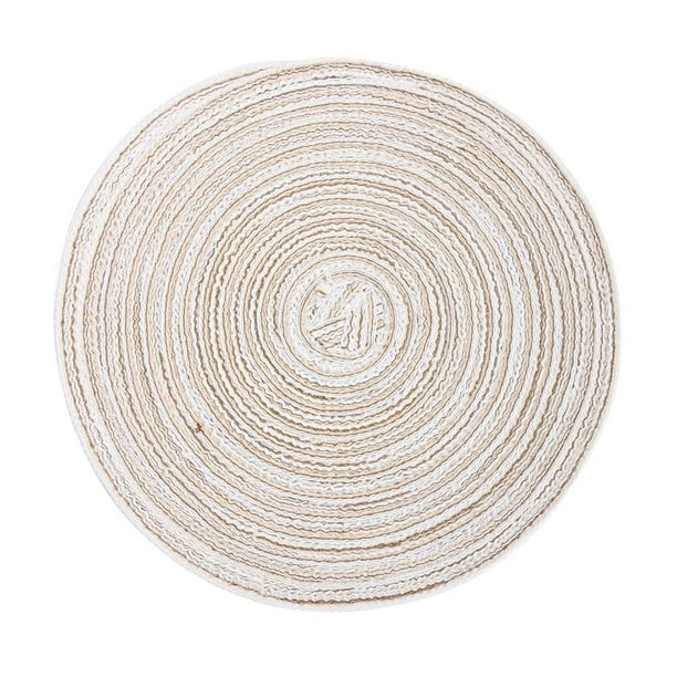 Almohadilla aislante redonda de ramio, manteles individuales, posavasos, alfombrilla de mesa para el hogar (Beige S) Tmvgtek suministros de cocina