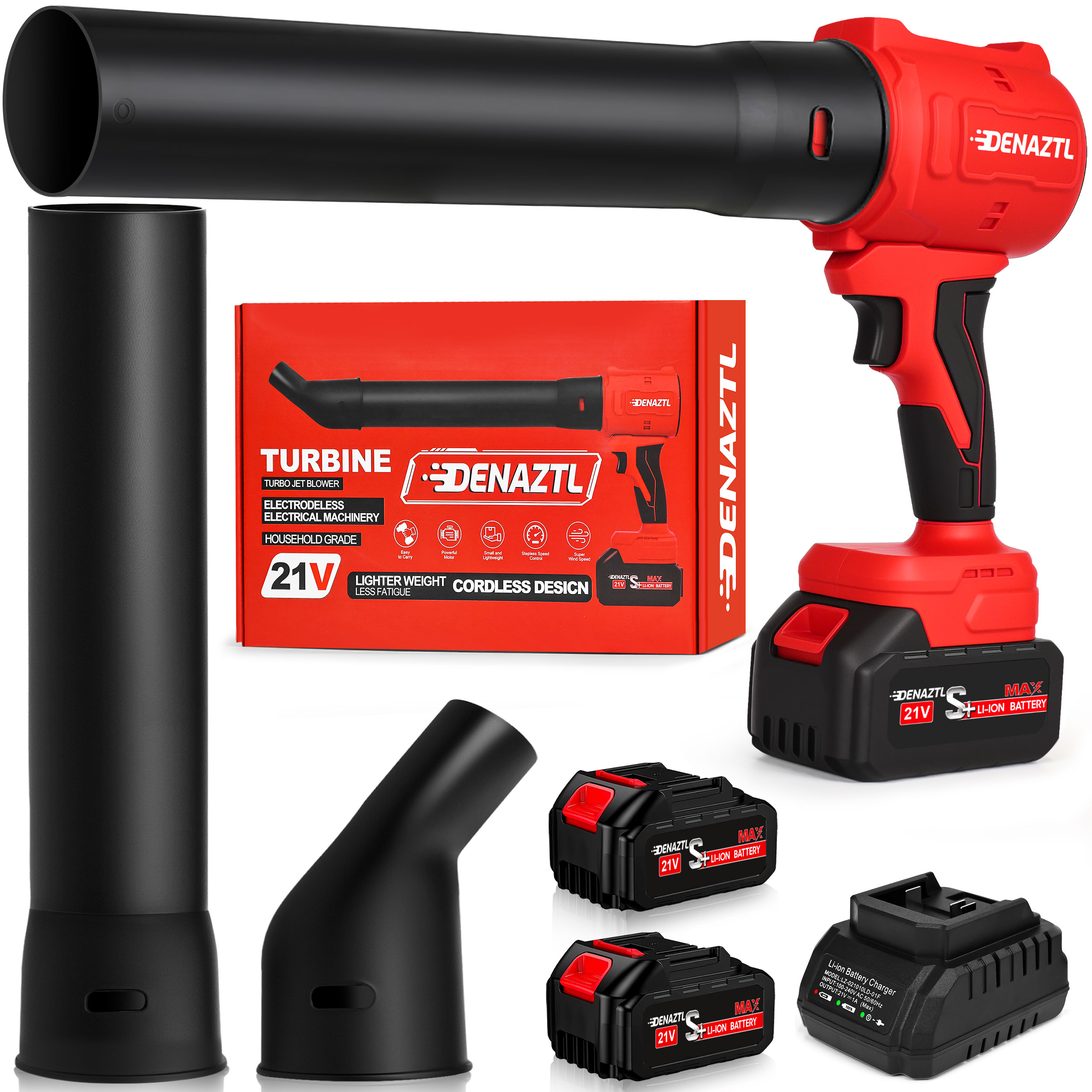 Handheld Cordless Leaf Blower with 2 Batteries, 32000RPM Air Blower with Extended Nozzle, Lightweight Hand Blowers Ideal Gift for Patio Cleaning, Lawn Care & Car Drying