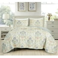 thumbnail image 2 of Chezmoi Collection Alyssa 2-Piece Floral Medallion Garden Quilt Set Twin, Multicolor Blue Green Red Yellow White Printed Microfiber Lightweight Bedspread Set for All season, 2 of 9