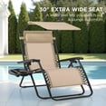 thumbnail image 3 of Best Choice Products 30" Extra Wide Folding Zero Gravity Patio Lounge Chair w/Adjustable Canopy Shade - Beige, 3 of 9