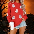 thumbnail image 4 of XSMGTUI Halloween Women's Sweatshirt Crew Neck Ghost Fall Pumpkin Long Sleeve Casual Witch Oversized Pullover Soft Comfortable Cute Vintage Graphic Top, 4 of 6