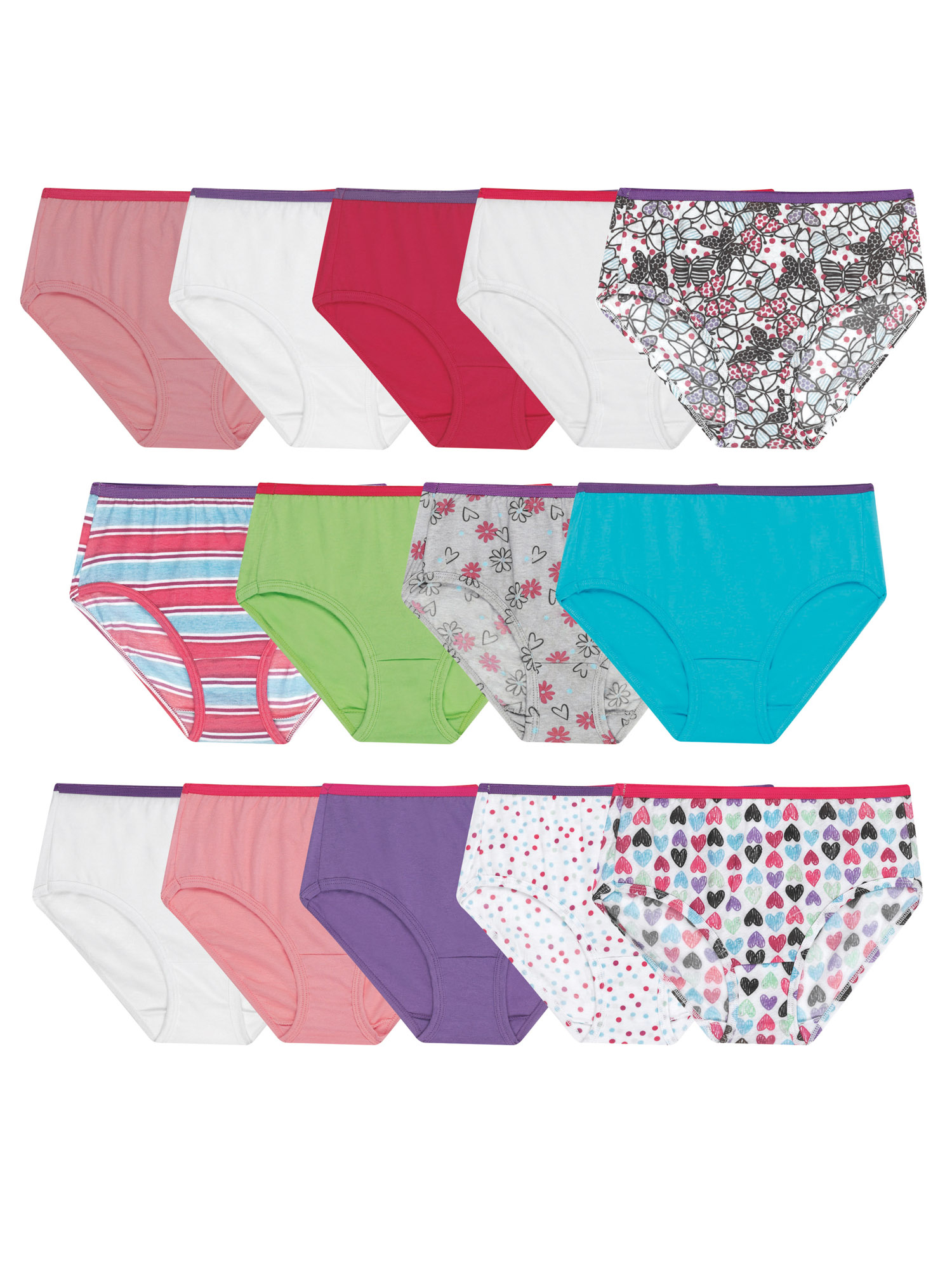 Hanes Girls Underwear, 14 Pack Tagless Super Soft Cotton Brief Panties  Sizes 4 - 16
