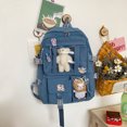 thumbnail image 3 of Bolsa Mochilas informales de lona Kawaii, insignias colgantes, mochila para chicas universitarias (azul) Ehuebsd Para Estrenar, 3 of 9