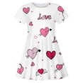 thumbnail image 4 of SGMVNU Girls Dresses Casual Short Sleeve Shirt Dress with Heart Print Girls Floral Dress 5t A Line Swing Summer Sundresses(Size 6-7 Years,7-Pink), 4 of 4