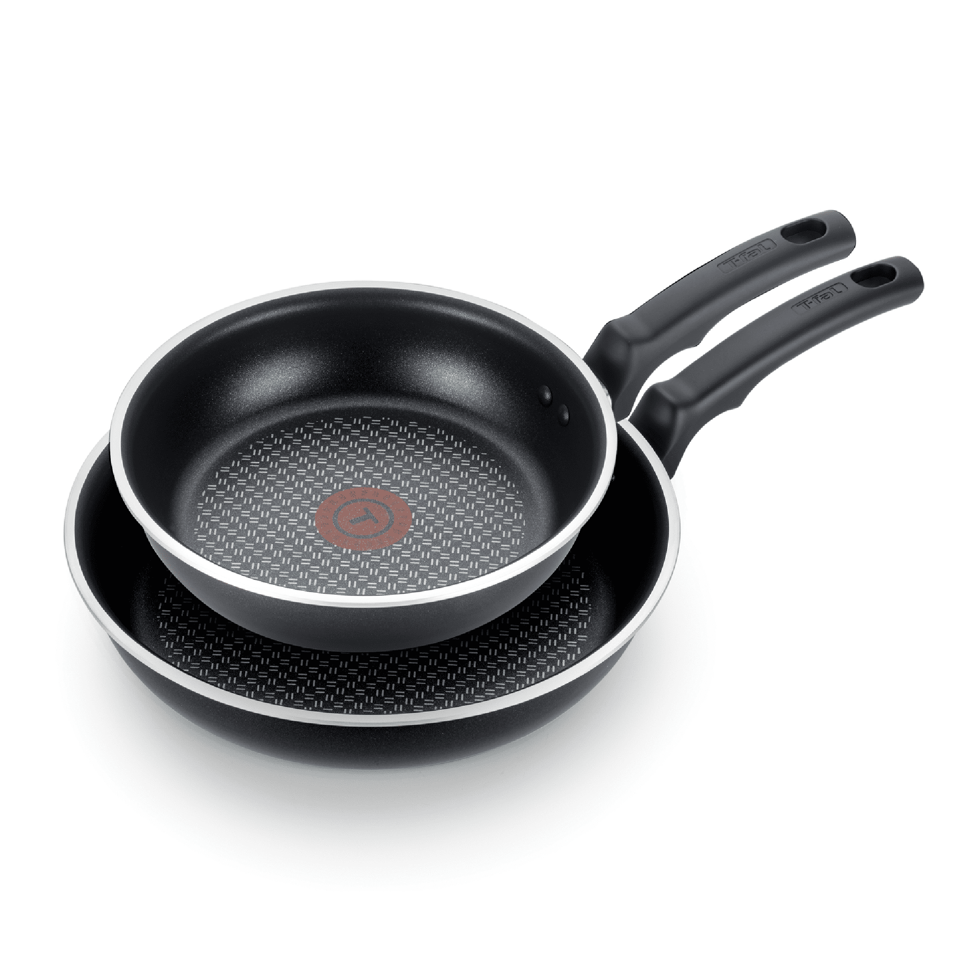 T-fal Cook & Strain Nonstick Cookware Set, 2 piece Fry Pan Set, 9.5 and 11  inch, Black