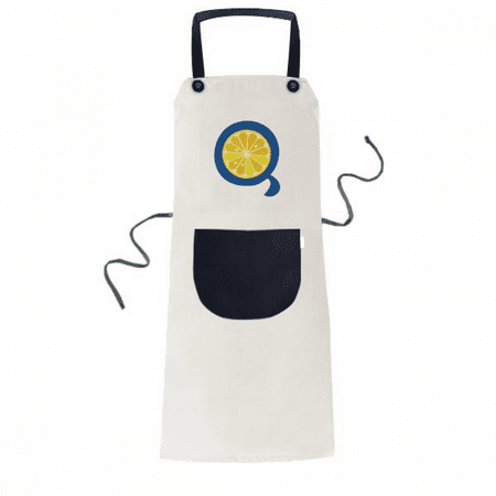 

Q Alphabet Orange Fruit Cute Pattern Apron Adjustable Bib Cotton Linen BBQ Kitchen Pocket Pinafore