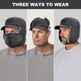 thumbnail image 5 of Winter Trooper Trapper Hat, Warm Russian Hats with Ear Flaps and Removable Facemask Hunting Ski Aviator Outdoor Windproof Cotton Polyamide Caps for Men and Women Adjustable Size（Gray）, 5 of 7