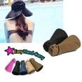 thumbnail image 4 of Fashion Girl Women Lady Foldable Roll Up Sun Beach Wide Brim Straw Visor Hat Cap, 4 of 19
