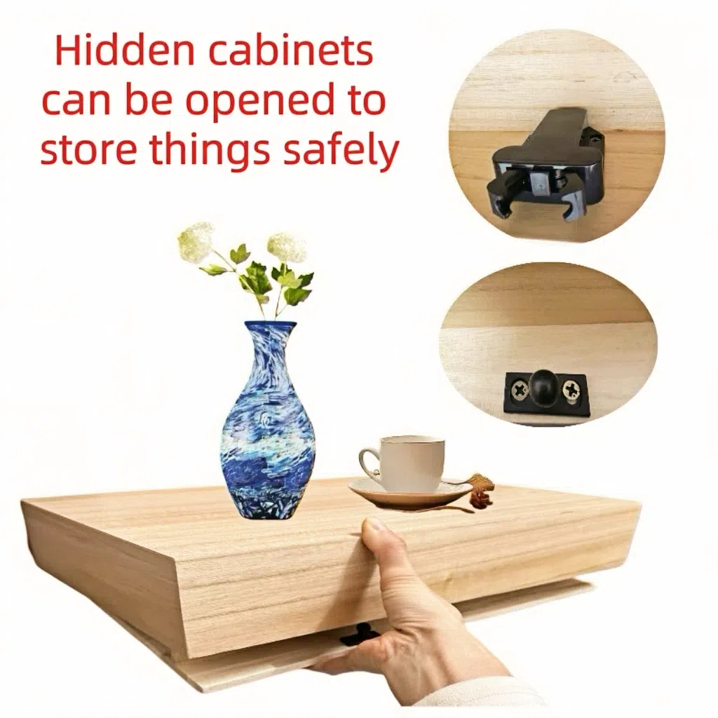 Lufushangmao Wall Hanging Shelf with Hidden Compartment, 15.75x11.02in, Requires Drilling Floating Shelves, Concealed Storage for Books, Wall Decor