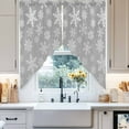 thumbnail image 2 of Swag Curtains Valances for Windows, Gray Snowflakes Pattern Christmas Short Kitchen Window Curtains Over Sink, Vintage White Winter Cafe Curtains Panel Set Of 2,Rod Pocket, 36 Inches Length, 2 of 8