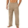 thumbnail image 2 of LNZGNM Fleece Pajamas Pants Men Soft Thermal Flannel Pajama Pants Casual Fall Sleep Pants Mid-Weight Loose Men Pajama Set Pajamas Set with Pockets, Khaki L, 2 of 6