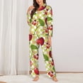 thumbnail image 2 of Daiia Cherries and Ladybirds for Women's Long-Sleeved Pajama Set – Soft & Comfortable Sleepwear Button-Up Pajamas Cozy Lounge Wear-X-Large, 2 of 7