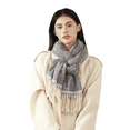 thumbnail image 1 of Fashion Women Polyester Neck Scarves Fall Winter Creative Cat Pattern Warm Shawl Wraps with Tassels（Grey） S01, 1 of 3