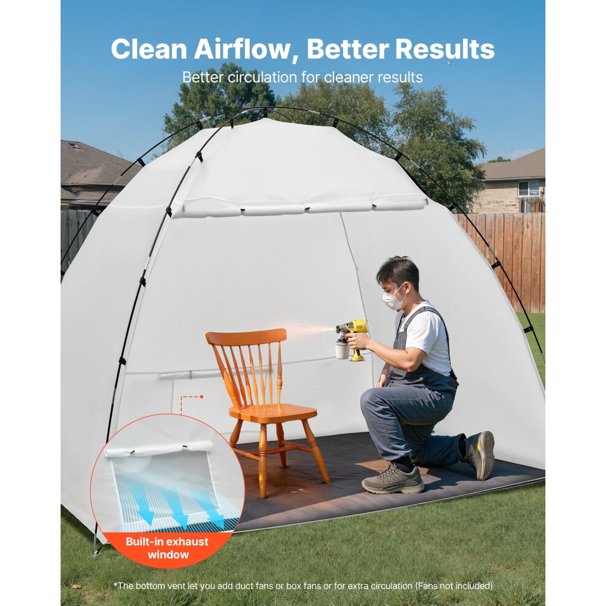 Portable Paint Booth Tent 91.7 x 67.7 x 74.8 Inch Spray Painting Shelter with Built in Floor & Mesh Screen Oxford Fabric Spray Booth Station for Furniture Cabinets Chairs and Tables