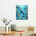 thumbnail image 2 of PRATYUS Fall Decor Cute Dolphin Turtle Canvas Wall Art Picture 16x20in for Living Room Bedroom 16x20in, 2 of 3