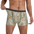 thumbnail image 3 of Men's Boxer Briefs, Golden Paisley Soft Comfy Mens Underwear Boxer Briefs Breathable With Widen Waist, 3 of 7