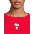 thumbnail image 4 of Snoopy Women's Juniors' Cropped Ribbed Short Sleeve Graphic Tee, 4 of 5