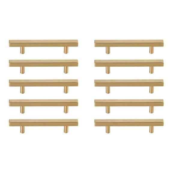 Maklaine Modern 4" Center To Center Bar Pull Multipack in Brass (Set of 10)