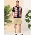 thumbnail image 4 of Lars Amadeus Camisa a cuadros de patchwork para hombre, manga corta, con botones, color block blanco rojo M, 4 of 6