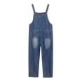 thumbnail image 6 of YunPes Girls Denim Overalls Kids Sleeveless Wide Leg Jumpsuit Bib Overall with Heart Graphic Pockets Trendy Streetwear Jeans, 6 of 9