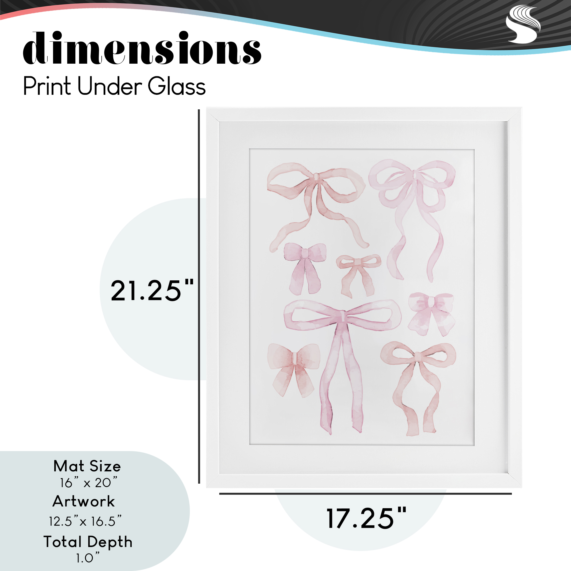 Feminine Chic Bows White Framed Print Under Glass, design by Kim Allen