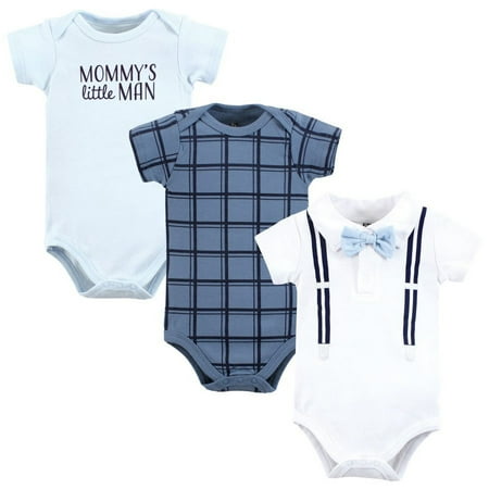 Hudson Baby Infant Boy Cotton Bodysuits, Mommys Little Man Polo, 12-18 Months