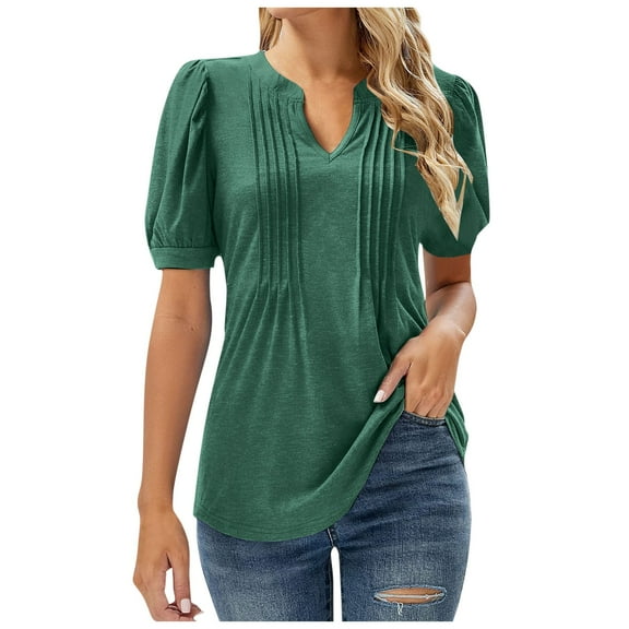 Womens Casual Flowers Pringting Tops V Neck Summer Petal Sleeve Casual T Shirts Blouse