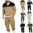 thumbnail image 1 of Men's 2 Piece Tracksuit Set Nylon Spandex,Matching Sweatsuit Quick Dry Moisture Wicking,Hooded Long Sleeve Zip Up Jacket Elastic Waist Jogger Pants,Running Gym Workout, 1 of 9