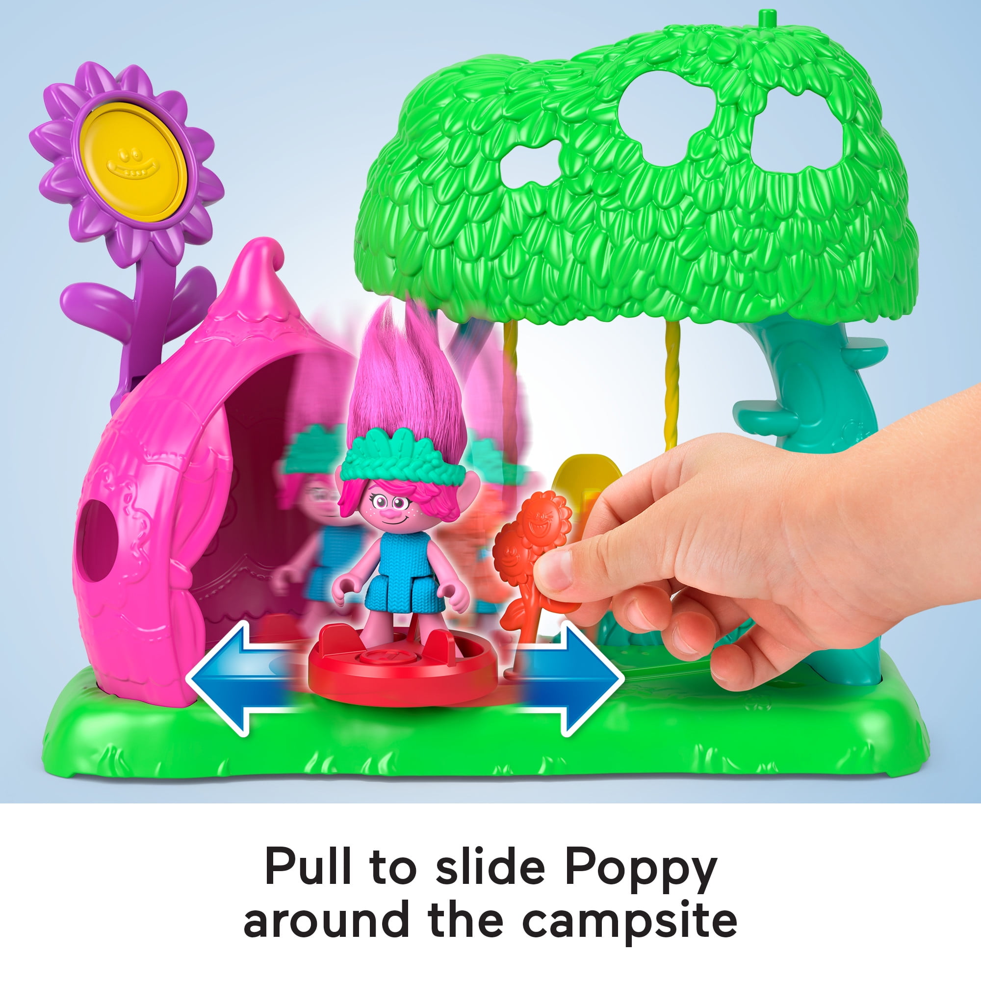 Imaginext DreamWorks Trolls Flower Fun Campsite Playset with Poppy Figure & 4 Play Pieces