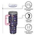 thumbnail image 4 of Floral 40oz Tumbler– Stainless Steel Insulated Tumbler with Handle and Straw, Large Capacity Travel Cup for Hot & Cold Drinks,Thanksgiving,Christmas, Spring,Flower, 4 of 6