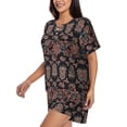 thumbnail image 2 of Bixox Women's Retro Floral Printed Pajama Set 2 Piece Lounge Set Top and Shorts Soft Pajamas, Shorts with Pockets, 2 of 7