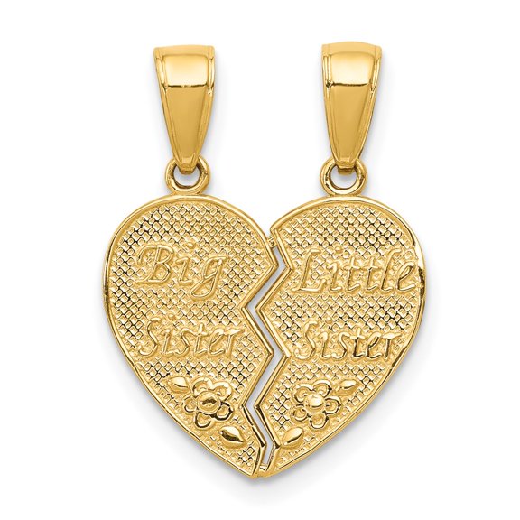 Finest Gold 10K Big Sister & Little Sister Break-apart Charm