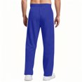 thumbnail image 5 of Mens Sweatpants with Pockets - Mesh Open Bottom Athletic Joggers for Men Loose Fit Gym Workout Running Casual Pants Blue L, 5 of 5
