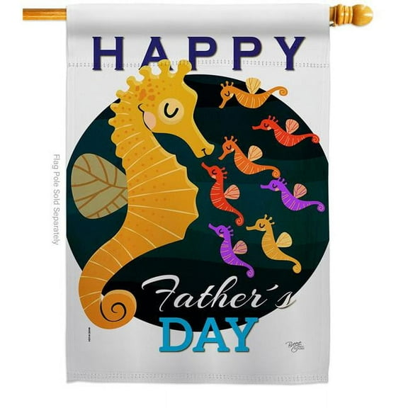 Breeze Decor H115169-BO Seahorse Daddy House Flag Family Fathers Day 28 x 40 in. Double-Sided Decorative Vertical Flags for Decoration Banner Garden Yard Gift