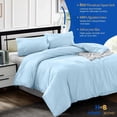 thumbnail image 3 of HNB Store 3pc Duvet Cover Set | 1000 TC Egyptian Cotton | Full/Queen Size Duvet Cover with 2 Pillowcases | Light Blue Solid, 3 of 8