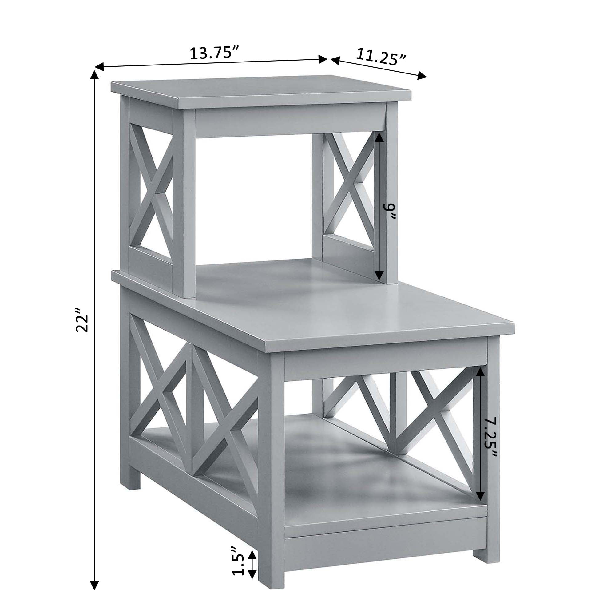 Convenience Concepts Oxford 2 Step Chairside End Table, Gray