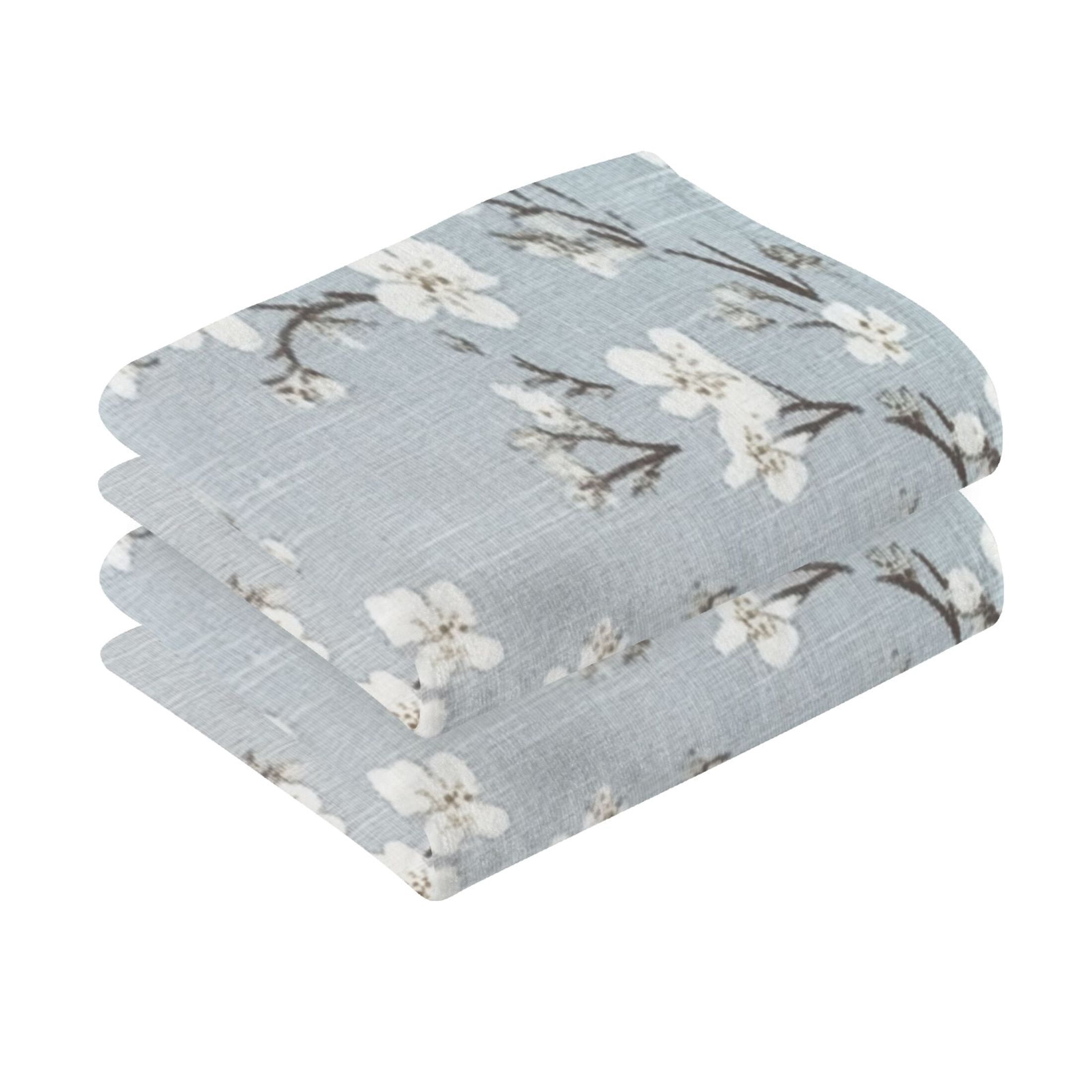 Cotton Towel Two-Piece 16x28 Inch One Sizex2 Face Towel Set Towel Set Cotton Hand Bath Towel Bathroom Beach Pretty White Cloth Flowers