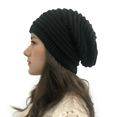 

Dadaria Cowboy Hats for Women Autumn Winter Outdoor Solid Splice Hats Crochet Knit Holey Beanie Cap Black Women
